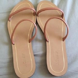 J.Crew Tan Isla Crosshatch Slide Sandals